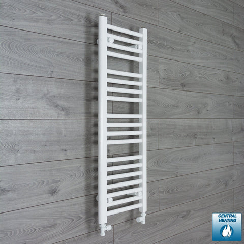 With Straight Inline Valves 1000 x 400 Heated Towel Rail Radiator Flat White Central Heating