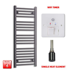 Single Heat / Wifi Timer 1000 x 450 Flat Black Pre-Filled Electric Heated Towel Rail HTR