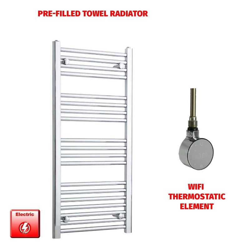 ER-Wifi Thermostatic / No Timer 1000 x 450 Pre-Filled Electric Heated Towel Radiator Straight Chrome