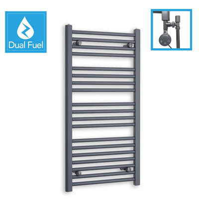 1000 x 500 Anthracite Dual Fuel Flat Heated Towel Rail Radiator