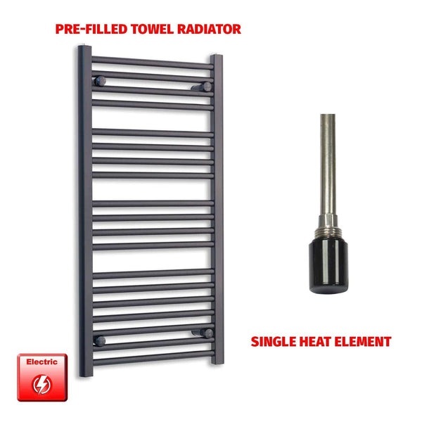 Single Heat / No Timer 1000 x 550 Flat Black Pre-Filled Electric Heated Towel Radiator HTR