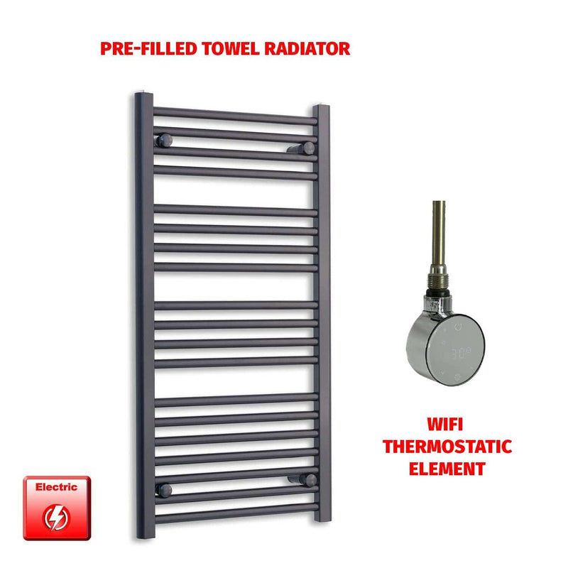 ER-Wifi Thermostatic / No Timer 1000 x 550 Flat Black Pre-Filled Electric Heated Towel Radiator HTR