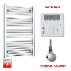 ER-Touch Thermostatic / Digital Timer 1000 x 550 Pre-Filled Electric Heated Towel Radiator Chrome HTR