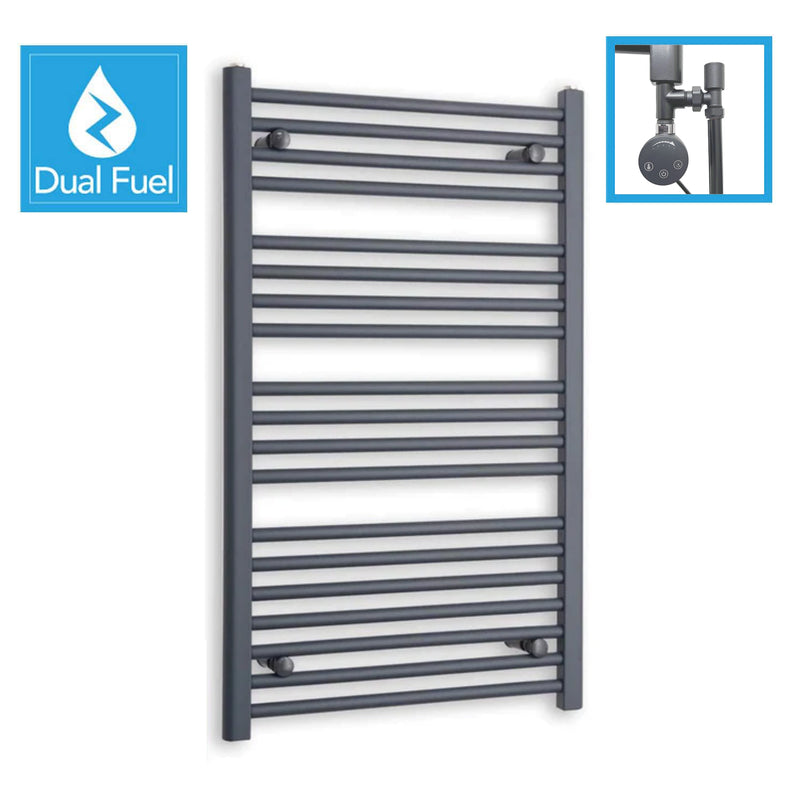 1000 x 600 Anthracite Dual Fuel Flat Heated Towel Rail Radiator
