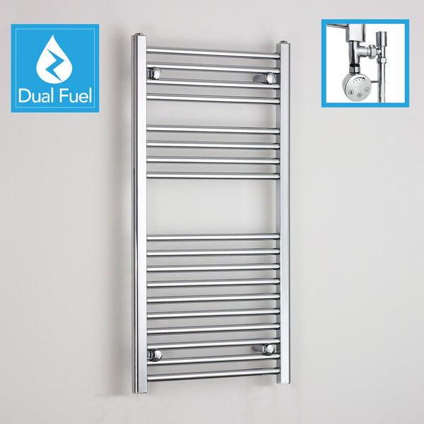 1000 x 600 Chrome Dual Fuel Flat Heated Towel Rail Radiator