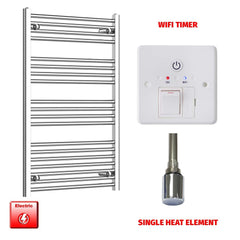 Flat / Single Heat / Wifi Timer 1000 x 600 Chrome Electric Heated Towel Radiator Bathroom Warmer