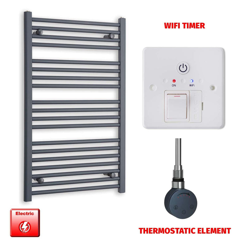 ER-Touch Thermostatic / Wifi Timer 1000 x 600 Flat Anthracite Pre-Filled Electric Heated Towel Rail Radiator