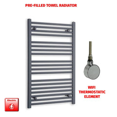 ER-Wifi Thermostatic / No Timer 1000 x 600 Flat Anthracite Pre-Filled Electric Heated Towel Rail Radiator