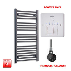 ER-Touch Thermostatic / Booster Timer 1000 x 600 Flat Black Pre-Filled Electric Heated Towel Radiator HTR