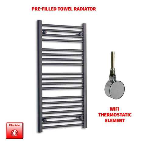 ER-Wifi Thermostatic / No Timer 1000 x 600 Flat Black Pre-Filled Electric Heated Towel Radiator HTR