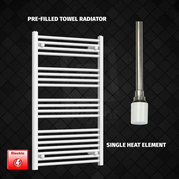 Single Heat / No Timer 1000 x 600 Pre-Filled Electric Heated Towel Rail Radiator White HTR