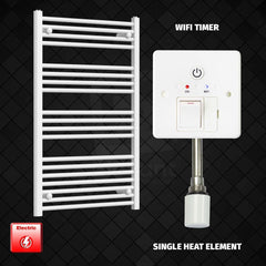 Single Heat / Wifi Timer 1000 x 600 Pre-Filled Electric Heated Towel Rail Radiator White HTR