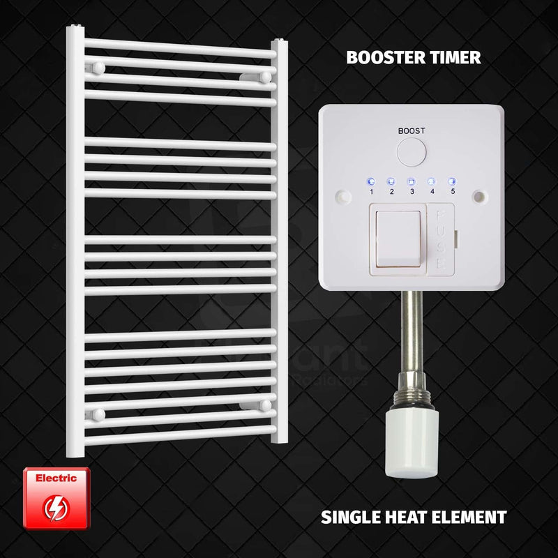 Single Heat / Booster Timer 1000 x 600 Pre-Filled Electric Heated Towel Rail Radiator White HTR