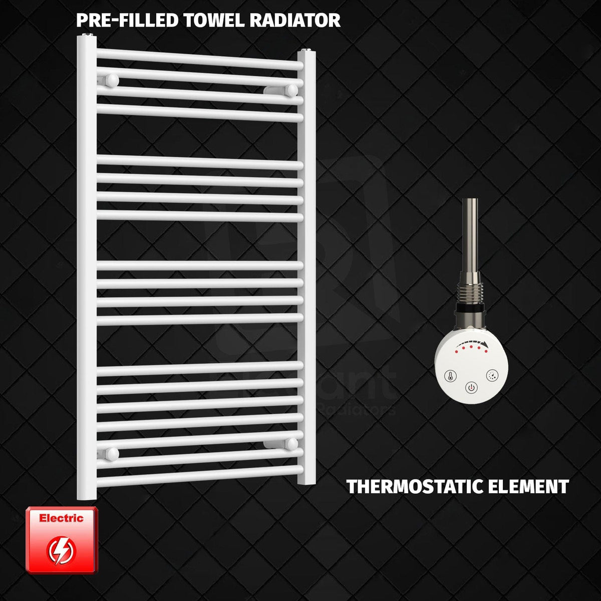 ER-Touch Thermostatic / No Timer 1000 x 600 Pre-Filled Electric Heated Towel Rail Radiator White HTR