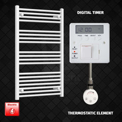 ER-Touch Thermostatic / Digital Timer 1000 x 600 Pre-Filled Electric Heated Towel Rail Radiator White HTR