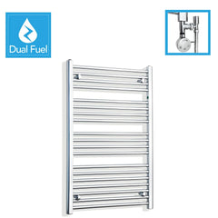 1000 x 700 Chrome Dual Fuel Flat Heated Towel Rail Radiator