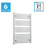 1000 x 700 Chrome Dual Fuel Flat Heated Towel Rail Radiator