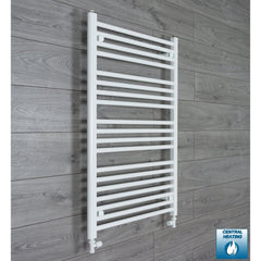 With Straight Inline Valves 1000 x 700 Heated Towel Rail Radiator Flat White Central Heating