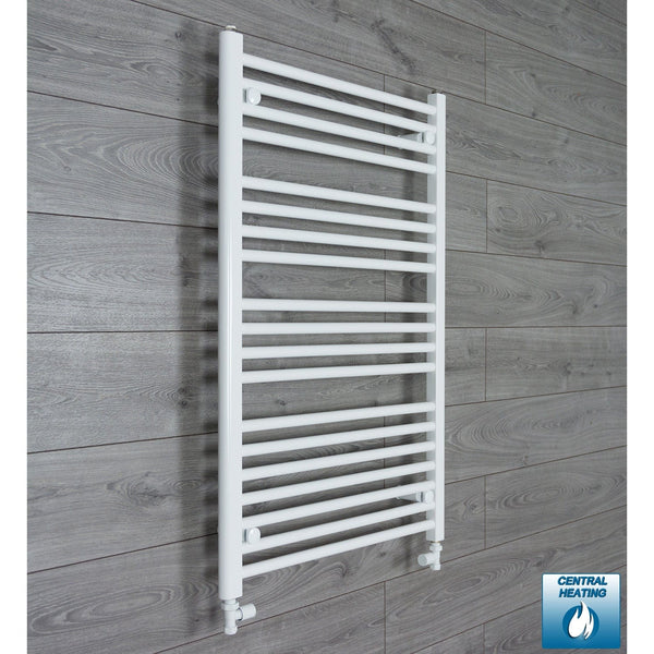 With Straight Inline Valves 1000 x 700 Heated Towel Rail Radiator Flat White Central Heating