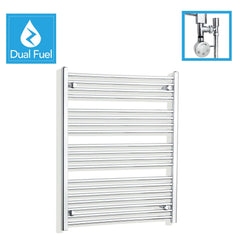 1000 x 750 Chrome Dual Fuel Flat Heated Towel Rail Radiator