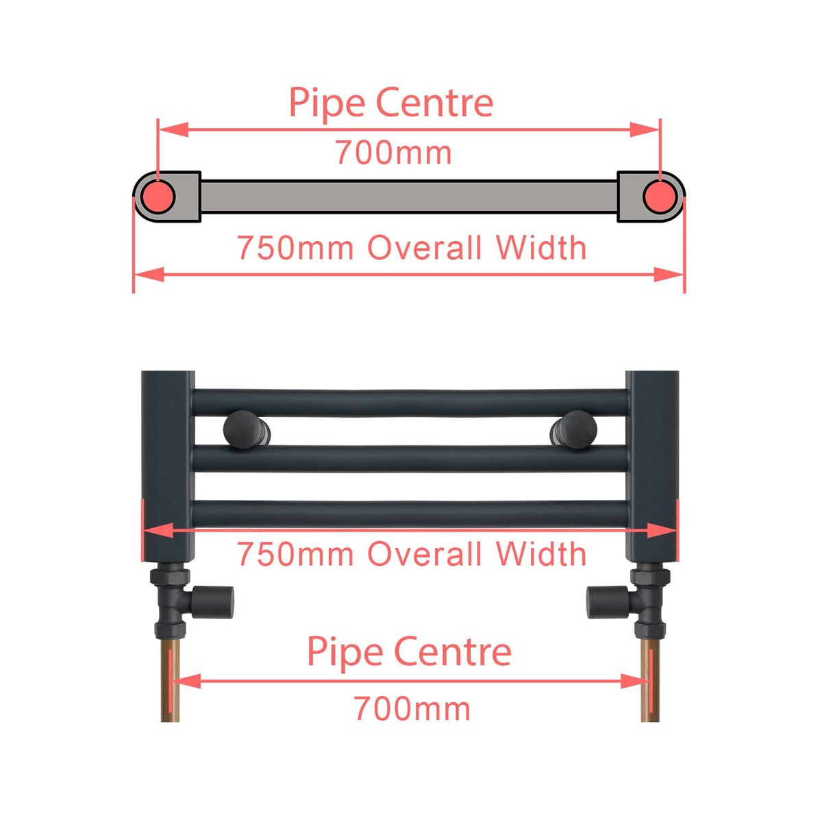 1000 x 750 Heated Towel Rail Radiator Flat White Central Heating