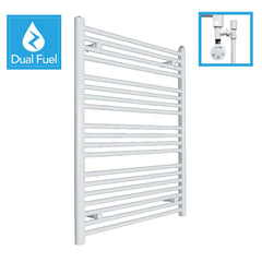 800 x 1000 White Dual Fuel Flat Heated Towel Rail Radiator