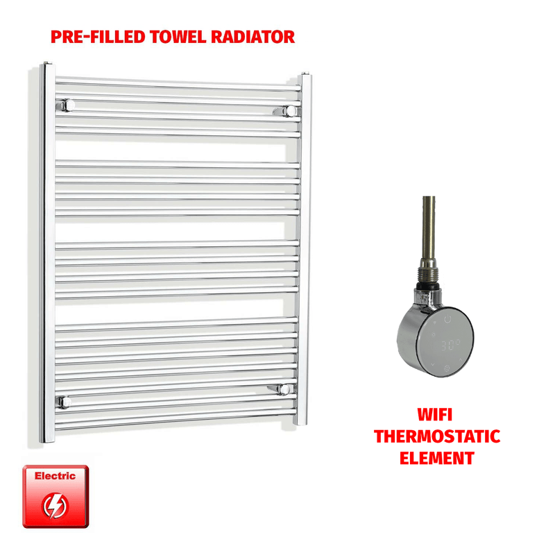 ER-Wifi Thermostatic / No Timer 1000 x 800 Pre-Filled Electric Heated Towel Radiator Straight Chrome