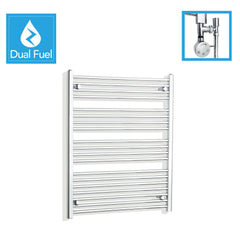 1000 x 850 Chrome Dual Fuel Flat Heated Towel Rail Radiator