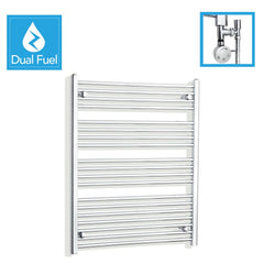 1000 x 900 Chrome Dual Fuel Flat Heated Towel Rail Radiator