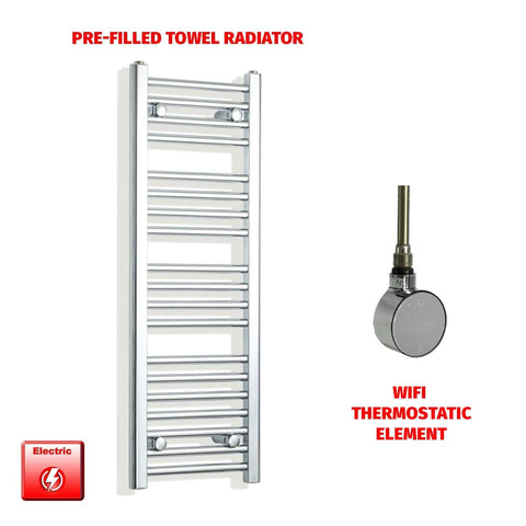 ER-Wifi Thermostatic / No Timer 1000mm High 350mm Wide Pre-Filled Electric Heated Chrome Towel Rail