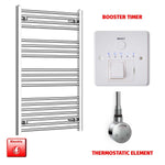Flat / ER-Touch Thermostatic / Booster Timer 1000mm High 700mm Wide Pre-Filled Chrome Electric Towel Rail