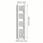 1000x250mm Heated Towel Rail Radiator Flat White - Elegant Radiators