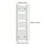 1000x350mm Heated Towel Rail Radiator Flat White - Elegant Radiators