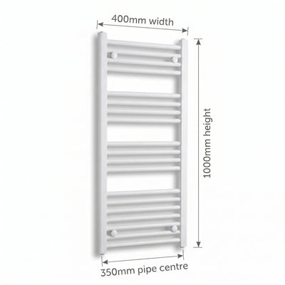 1000x400mm Towel Rail Radiator Flat White Central Heating