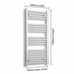 1000x500mm Heated Flat or Curved Towel Radiator Chrome - Elegant Radiators