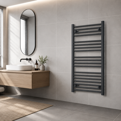 1000 mm High x 500 mm Wide Heated Towel Radiator Flat Black