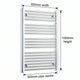 1000x600mm Heated Flat or Curved Towel Rail Radiator Chrome - Elegant Radiators