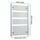 1000x700mm Heated Curved Towel Radiator Chrome - Elegant Radiators
