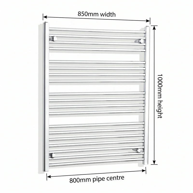 1000x850mm Heated Straight Towel Rail Radiator Chrome - Elegant Radiators