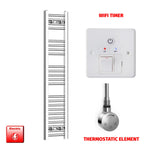 1200x200mm Pre Filled Electric Towel Rail Straight Chrome
