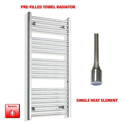 1100x500mm Pre-Filled Electric Heated Towel Rail Chrome