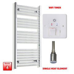 Single Heat / Wifi Timer 1100 x 500 Pre-Filled Electric Heated Towel Radiator Chrome