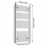 1100x500mm Heated Flat Towel Radiator Chrome Central Heating - Elegant Radiators