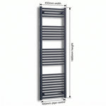 1600 mm High x 450 mm Wide Heated Towel Radiator Flat Black