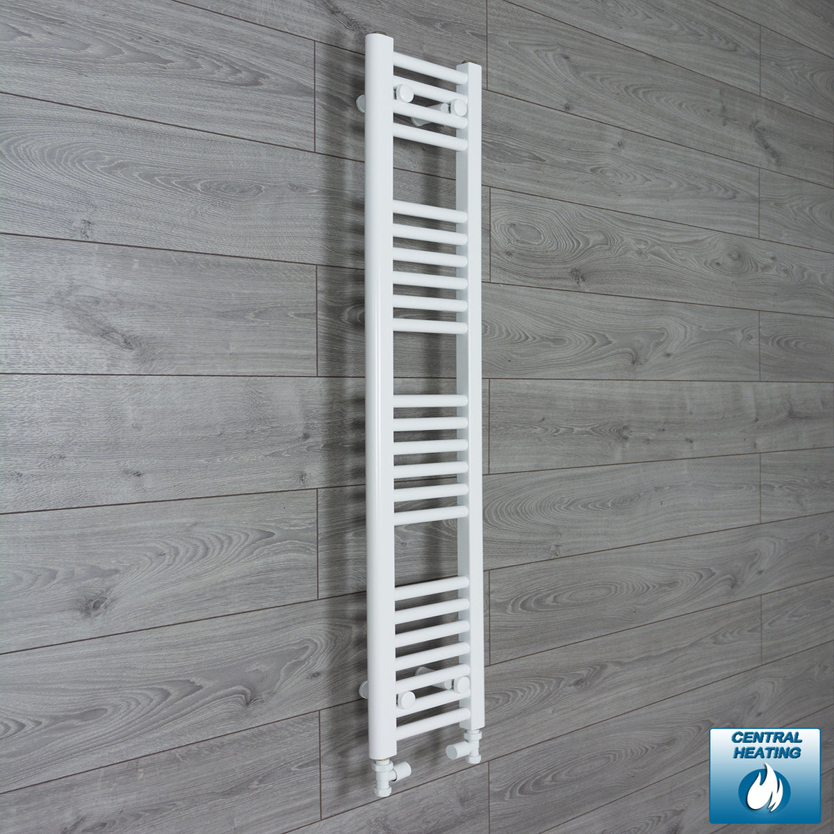 1200 mm High 250 mm Wide White Towel Rail Central Heating