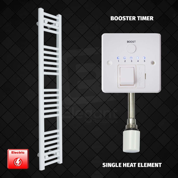 Single Heat / Booster Timer 1200 mm High 200 mm Wide Pre-Filled Electric Heated Towel Rail HTR