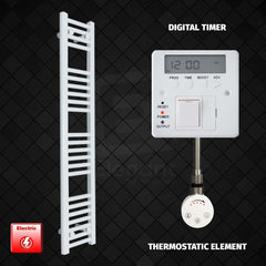 ER-Touch Thermostatic / Digital Timer 1200 mm High 200 mm Wide Pre-Filled Electric Heated Towel Rail HTR