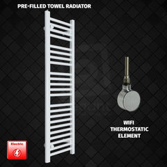 ER-Wifi Thermostatic / No Timer 1200 mm High 500mm Width White Pre-Filled Electric Towel Rail