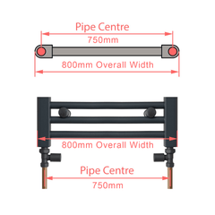 1200 mm High 800 mm Wide Chrome Towel Rail Central Heating