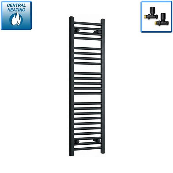 1200 mm High x 300 mm Wide Heated Towel Radiator Flat Black